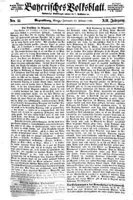Bayerisches Volksblatt (Regensburger Morgenblatt) Montag 13. Februar 1860