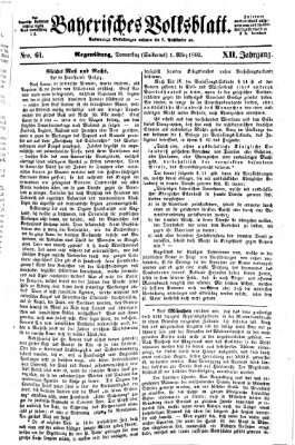 Bayerisches Volksblatt (Regensburger Morgenblatt) Donnerstag 1. März 1860