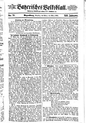 Bayerisches Volksblatt (Regensburger Morgenblatt) Samstag 10. März 1860