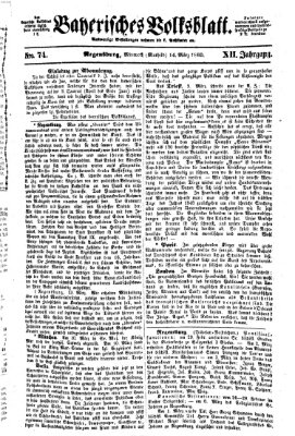 Bayerisches Volksblatt (Regensburger Morgenblatt) Mittwoch 14. März 1860