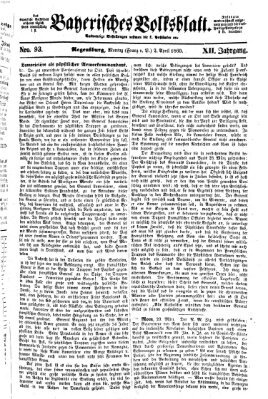 Bayerisches Volksblatt (Regensburger Morgenblatt) Montag 2. April 1860
