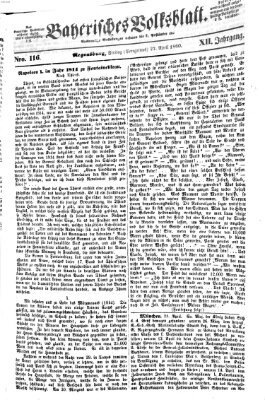 Bayerisches Volksblatt (Regensburger Morgenblatt) Freitag 27. April 1860