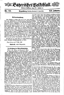 Bayerisches Volksblatt (Regensburger Morgenblatt) Samstag 2. Juni 1860