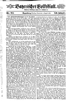 Bayerisches Volksblatt (Regensburger Morgenblatt) Samstag 4. August 1860
