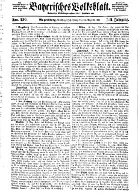 Bayerisches Volksblatt (Regensburger Morgenblatt) Dienstag 21. August 1860