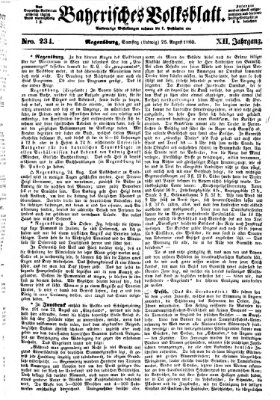 Bayerisches Volksblatt (Regensburger Morgenblatt) Samstag 25. August 1860
