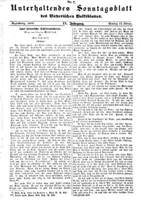 Bayerisches Volksblatt (Regensburger Morgenblatt) Sonntag 12. Februar 1860