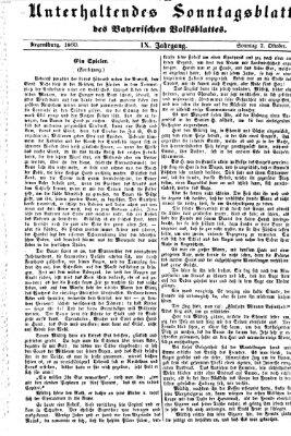 Bayerisches Volksblatt (Regensburger Morgenblatt) Sonntag 7. Oktober 1860