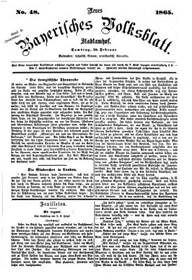 Neues bayerisches Volksblatt Samstag 18. Februar 1865