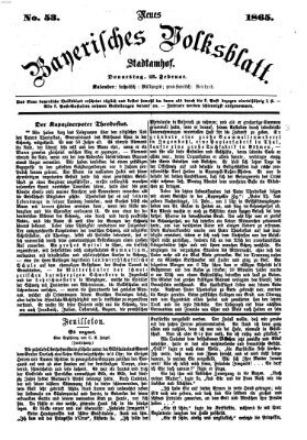 Neues bayerisches Volksblatt Donnerstag 23. Februar 1865