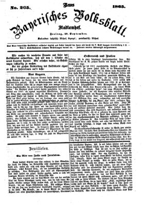 Neues bayerisches Volksblatt Freitag 29. September 1865