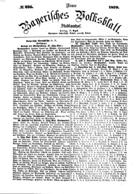 Neues bayerisches Volksblatt Freitag 19. August 1870