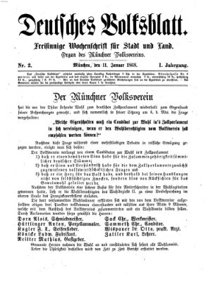 Deutsches Volksblatt Samstag 11. Januar 1868