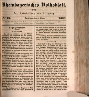 Rheinbayerisches Volksblatt Donnerstag 4. Februar 1836