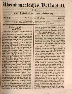 Rheinbayerisches Volksblatt Samstag 13. Februar 1836