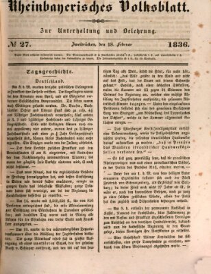 Rheinbayerisches Volksblatt Donnerstag 18. Februar 1836
