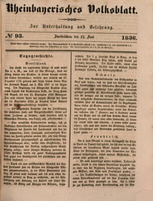 Rheinbayerisches Volksblatt Sonntag 12. Juni 1836