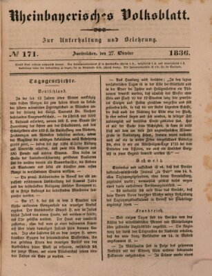 Rheinbayerisches Volksblatt Donnerstag 27. Oktober 1836