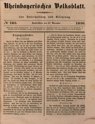 Rheinbayerisches Volksblatt Donnerstag 17. November 1836