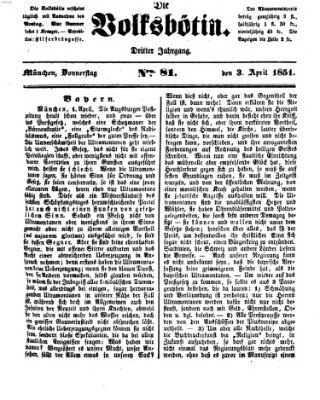 Die Volksbötin Donnerstag 3. April 1851