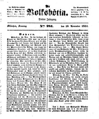 Die Volksbötin Sonntag 16. November 1851