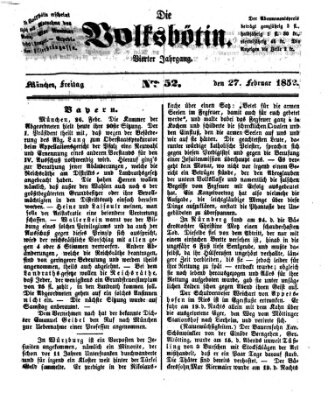 Die Volksbötin Freitag 27. Februar 1852
