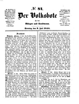 Der Volksbote für den Bürger und Landmann Sonntag 9. Juli 1848