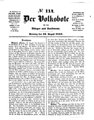 Der Volksbote für den Bürger und Landmann Sonntag 13. August 1848