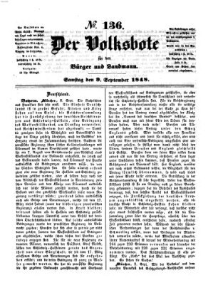Der Volksbote für den Bürger und Landmann Samstag 9. September 1848
