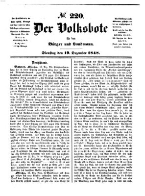 Der Volksbote für den Bürger und Landmann Dienstag 19. Dezember 1848