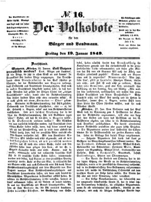 Der Volksbote für den Bürger und Landmann Freitag 19. Januar 1849