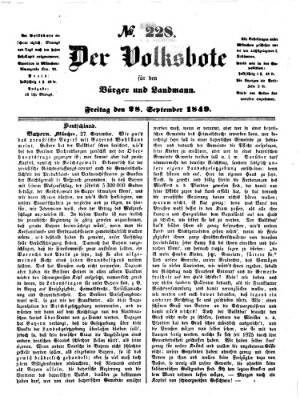 Der Volksbote für den Bürger und Landmann Freitag 28. September 1849