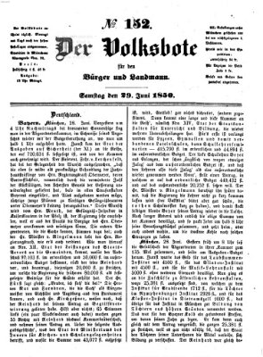 Der Volksbote für den Bürger und Landmann Samstag 29. Juni 1850