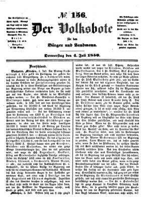 Der Volksbote für den Bürger und Landmann Donnerstag 4. Juli 1850