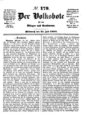 Der Volksbote für den Bürger und Landmann Mittwoch 31. Juli 1850
