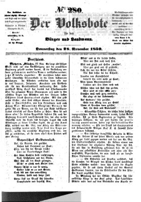 Der Volksbote für den Bürger und Landmann Donnerstag 28. November 1850