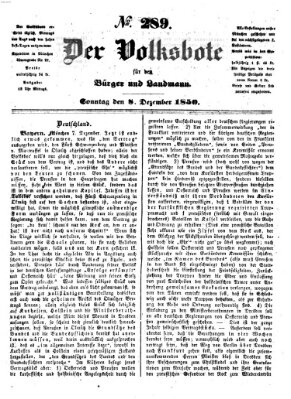 Der Volksbote für den Bürger und Landmann Sonntag 8. Dezember 1850