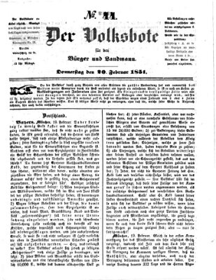 Der Volksbote für den Bürger und Landmann Donnerstag 20. Februar 1851