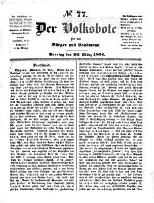 Der Volksbote für den Bürger und Landmann Sonntag 30. März 1851