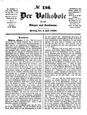 Der Volksbote für den Bürger und Landmann Freitag 4. Juli 1851
