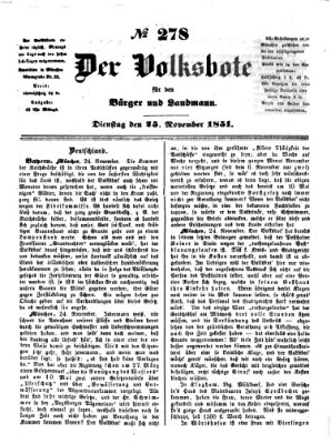 Der Volksbote für den Bürger und Landmann Dienstag 25. November 1851