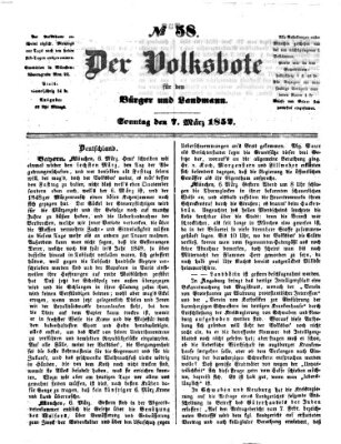 Der Volksbote für den Bürger und Landmann Sonntag 7. März 1852
