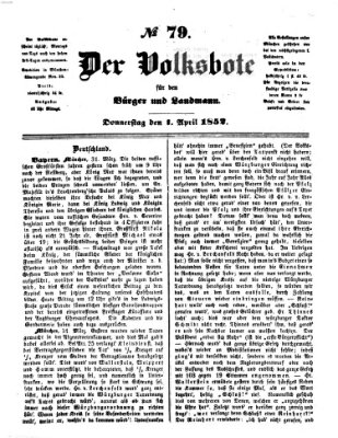 Der Volksbote für den Bürger und Landmann Donnerstag 1. April 1852