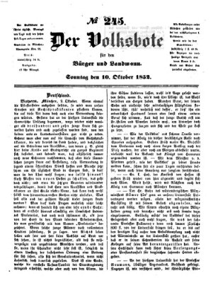 Der Volksbote für den Bürger und Landmann Sonntag 10. Oktober 1852