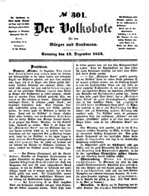 Der Volksbote für den Bürger und Landmann Sonntag 12. Dezember 1852