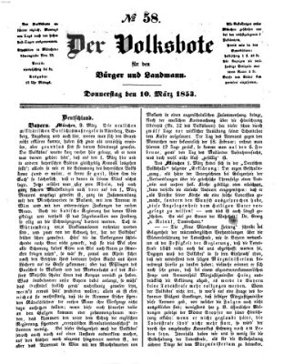 Der Volksbote für den Bürger und Landmann Donnerstag 10. März 1853