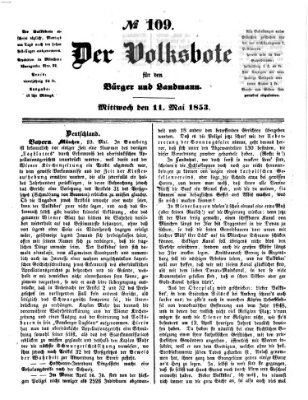 Der Volksbote für den Bürger und Landmann Mittwoch 11. Mai 1853