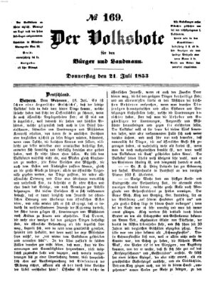 Der Volksbote für den Bürger und Landmann Donnerstag 21. Juli 1853