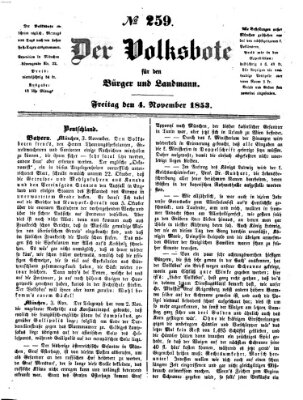 Der Volksbote für den Bürger und Landmann Freitag 4. November 1853