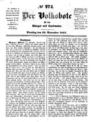 Der Volksbote für den Bürger und Landmann Dienstag 22. November 1853